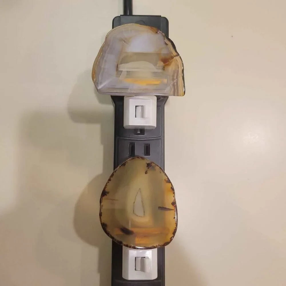 Sliced Montana Agate Night Lights. $17 each. Very Unique, One Of Kind.